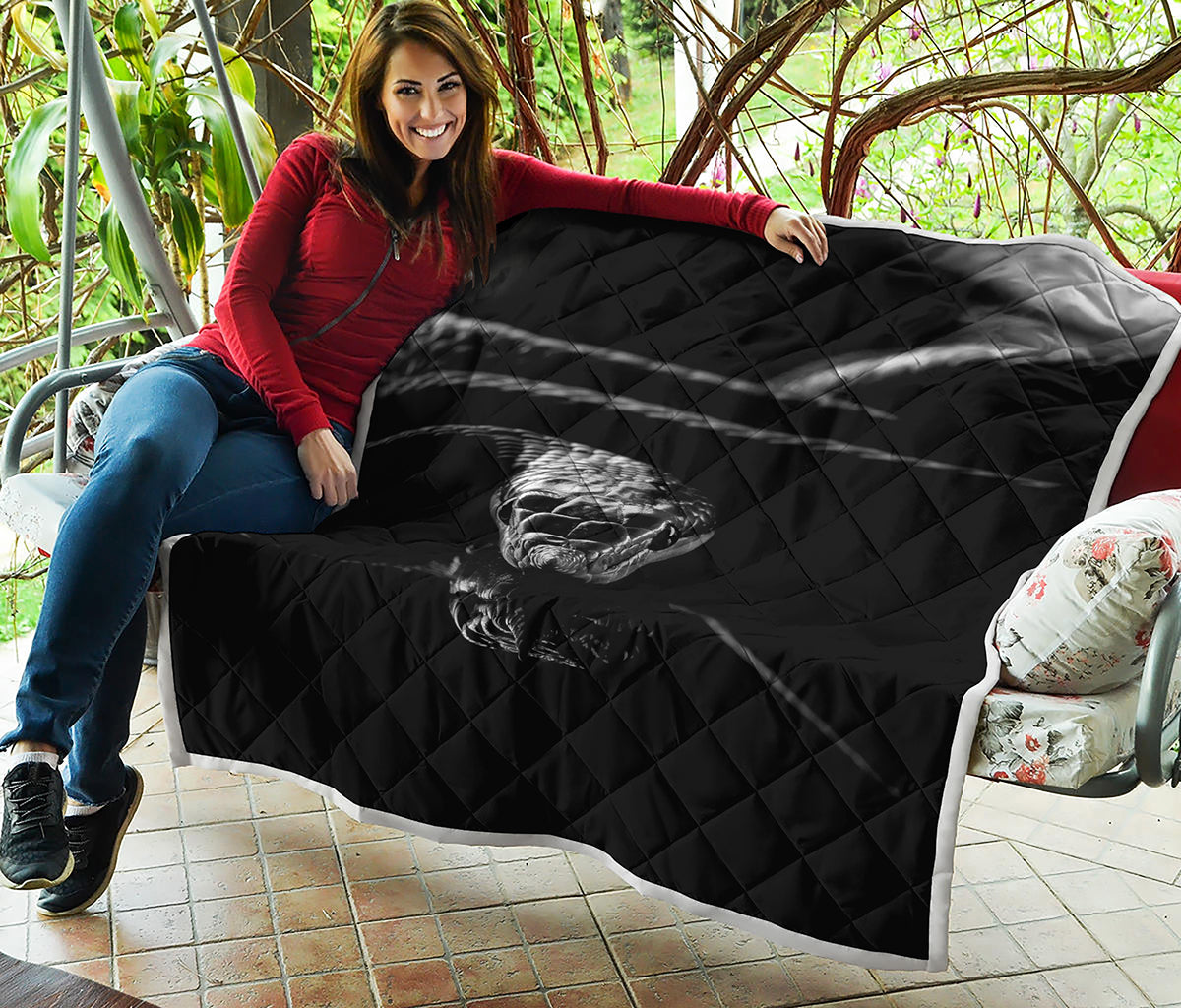 Monochrome Rhinoceros Ratsnake Print Quilt