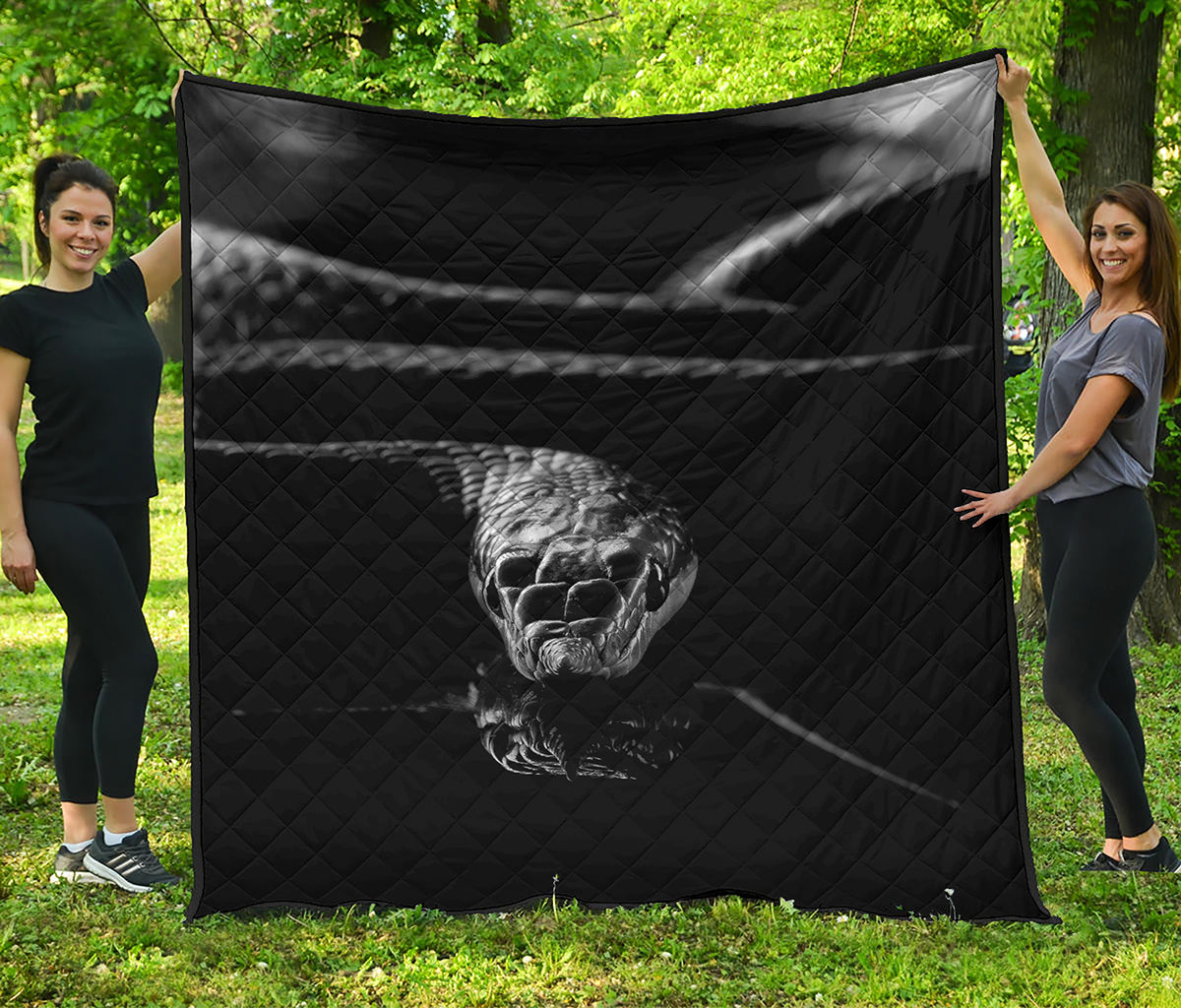 Monochrome Rhinoceros Ratsnake Print Quilt