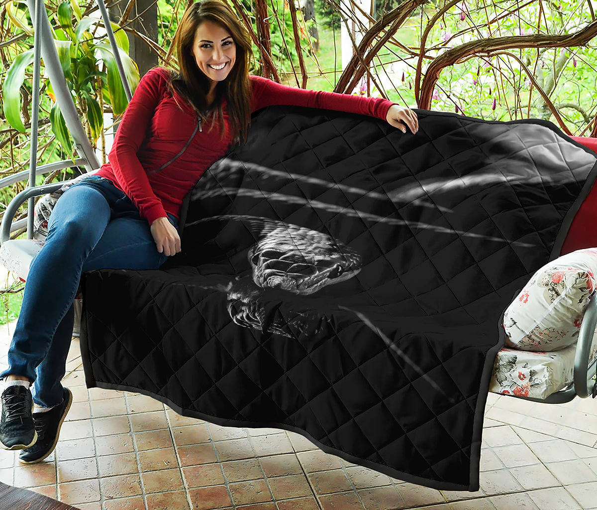 Monochrome Rhinoceros Ratsnake Print Quilt