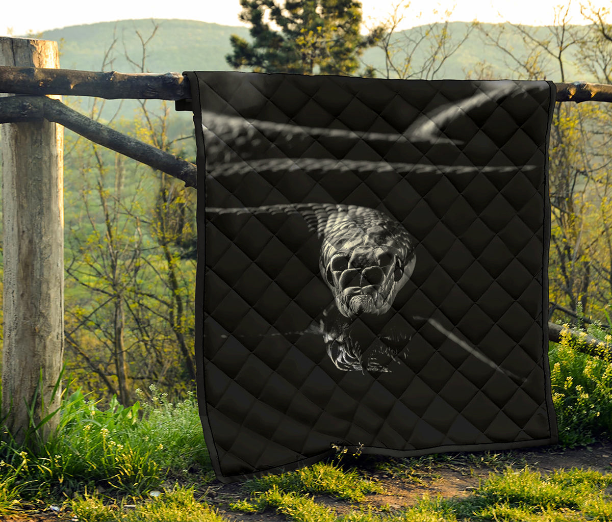 Monochrome Rhinoceros Ratsnake Print Quilt