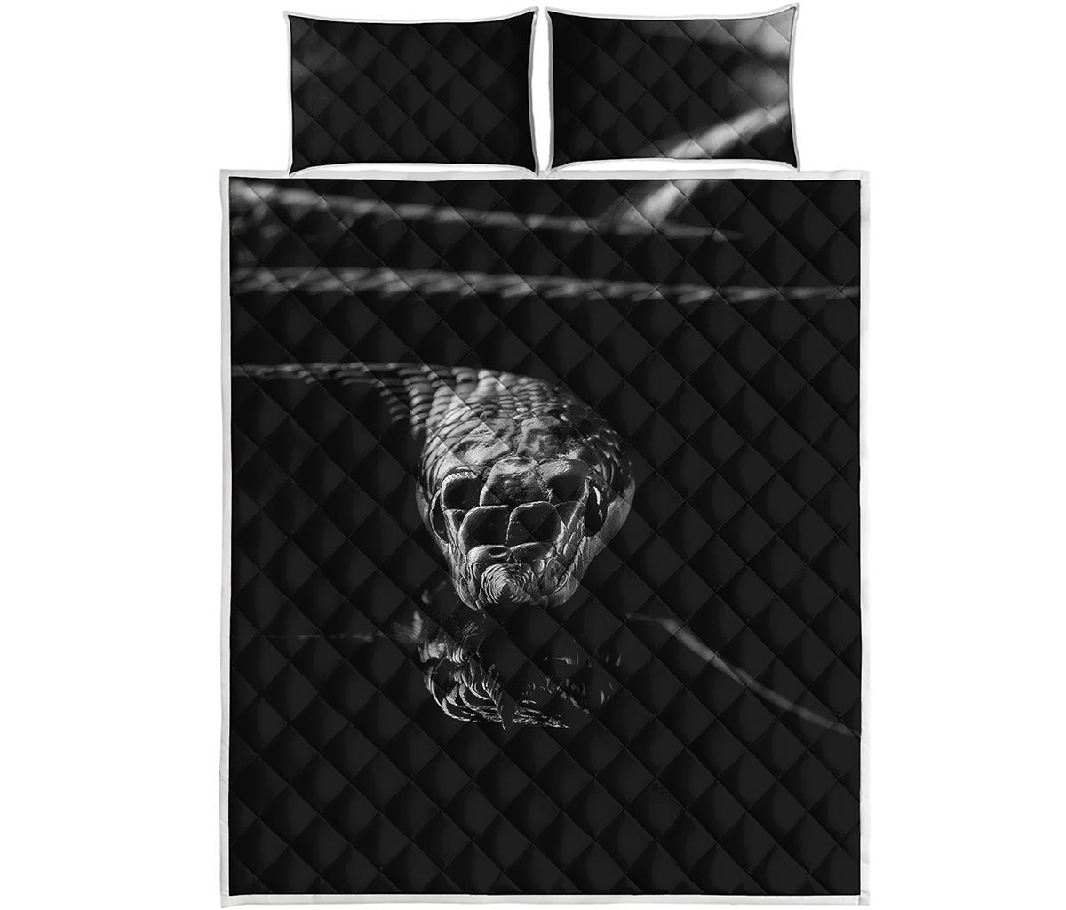 Monochrome Rhinoceros Ratsnake Print Quilt Bed Set