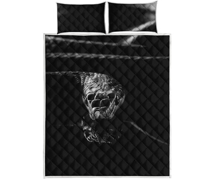 Monochrome Rhinoceros Ratsnake Print Quilt Bed Set