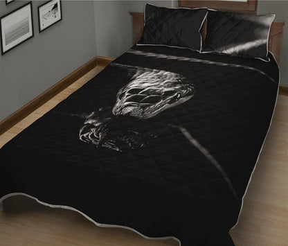 Monochrome Rhinoceros Ratsnake Print Quilt Bed Set