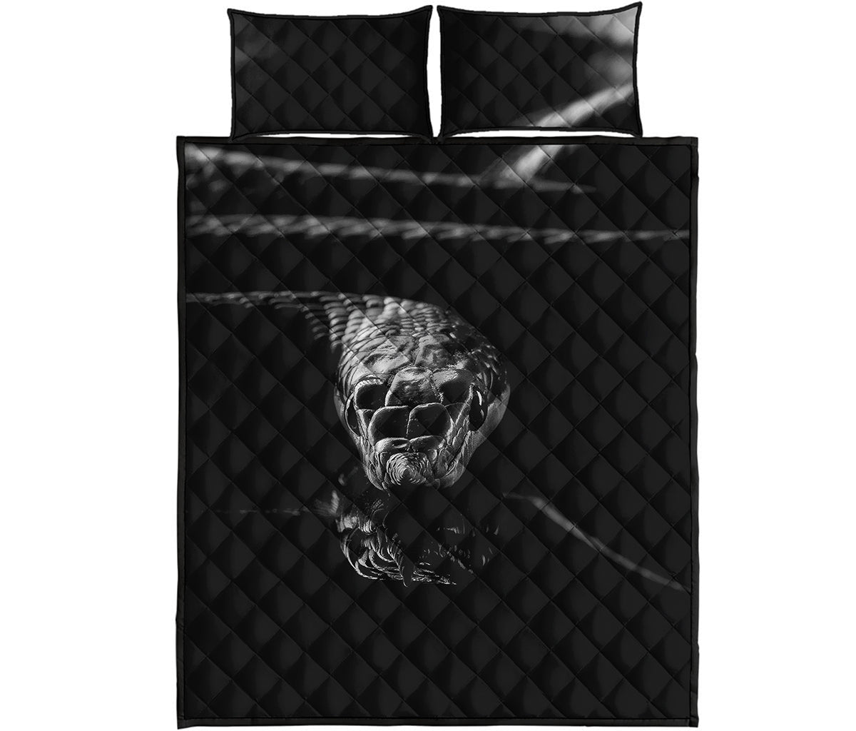 Monochrome Rhinoceros Ratsnake Print Quilt Bed Set