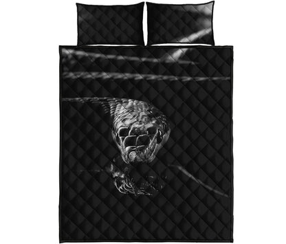 Monochrome Rhinoceros Ratsnake Print Quilt Bed Set