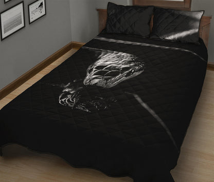 Monochrome Rhinoceros Ratsnake Print Quilt Bed Set