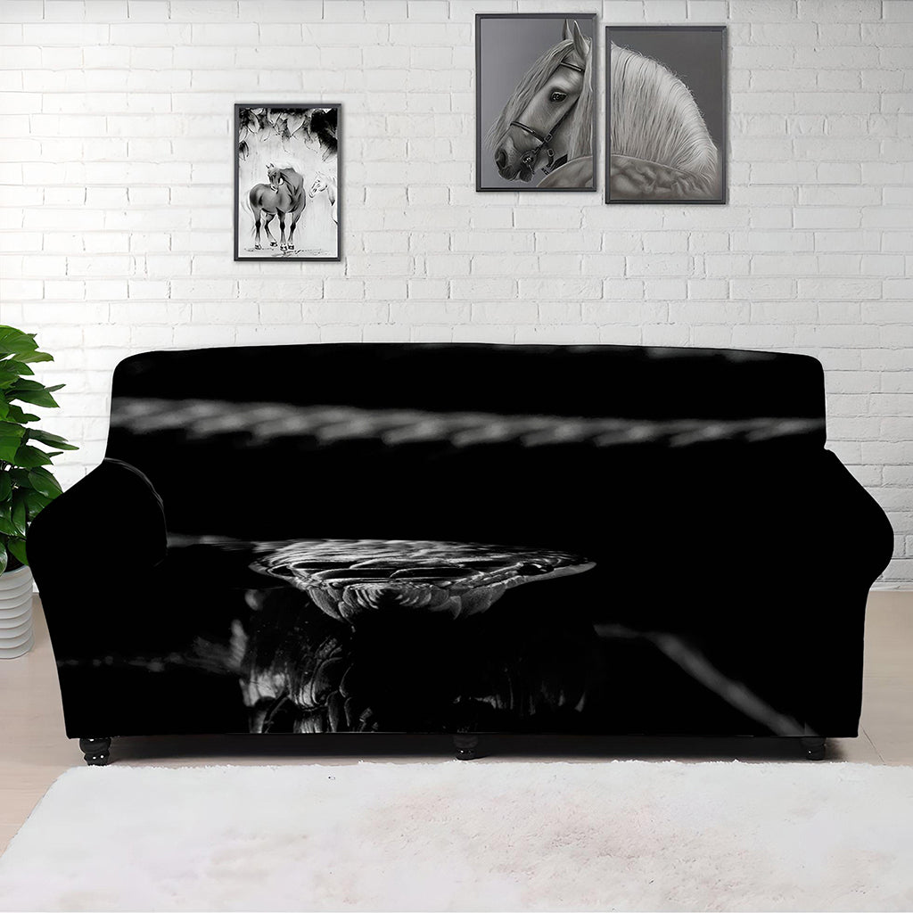 Monochrome Rhinoceros Ratsnake Print Sofa Cover