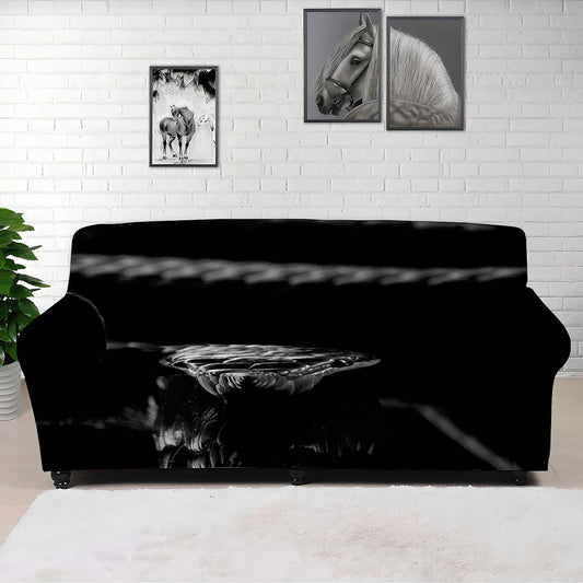 Monochrome Rhinoceros Ratsnake Print Sofa Cover