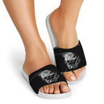 Monochrome Rhinoceros Ratsnake Print White Slide Sandals