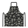 Monochrome Rose Floral Pattern Print Apron