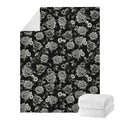 Monochrome Rose Floral Pattern Print Blanket