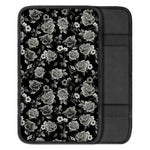 Monochrome Rose Floral Pattern Print Car Center Console Cover