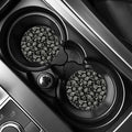 Monochrome Rose Floral Pattern Print Car Coasters