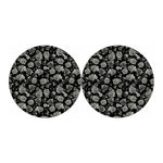 Monochrome Rose Floral Pattern Print Car Coasters