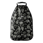 Monochrome Rose Floral Pattern Print Car Seat Organizers
