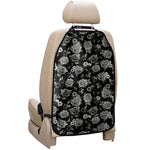 Monochrome Rose Floral Pattern Print Car Seat Organizers