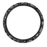 Monochrome Rose Floral Pattern Print Car Steering Wheel Cover