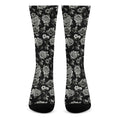 Monochrome Rose Floral Pattern Print Crew Socks