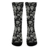 Monochrome Rose Floral Pattern Print Crew Socks