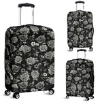Monochrome Rose Floral Pattern Print Luggage Cover GearFrost
