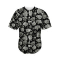 Monochrome Rose Floral Pattern Print Men's Baseball Jersey