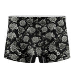 Monochrome Rose Floral Pattern Print Men's Boxer Briefs