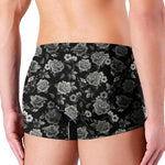 Monochrome Rose Floral Pattern Print Men's Boxer Briefs