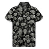 Monochrome Rose Floral Pattern Print Men's Short Sleeve Shirt