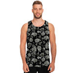 Monochrome Rose Floral Pattern Print Men's Tank Top