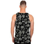 Monochrome Rose Floral Pattern Print Men's Tank Top