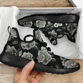 Monochrome Rose Floral Pattern Print Mesh Knit Shoes