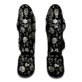 Monochrome Rose Floral Pattern Print Muay Thai Shin Guards