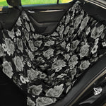 Monochrome Rose Floral Pattern Print Pet Car Back Seat Cover