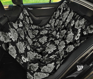 Monochrome Rose Floral Pattern Print Pet Car Back Seat Cover