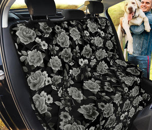 Monochrome Rose Floral Pattern Print Pet Car Back Seat Cover