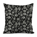 Monochrome Rose Floral Pattern Print Pillow Cover