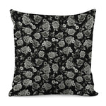 Monochrome Rose Floral Pattern Print Pillow Cover