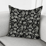 Monochrome Rose Floral Pattern Print Pillow Cover