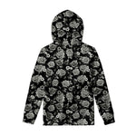 Monochrome Rose Floral Pattern Print Pullover Hoodie