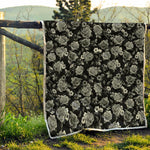 Monochrome Rose Floral Pattern Print Quilt