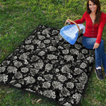 Monochrome Rose Floral Pattern Print Quilt