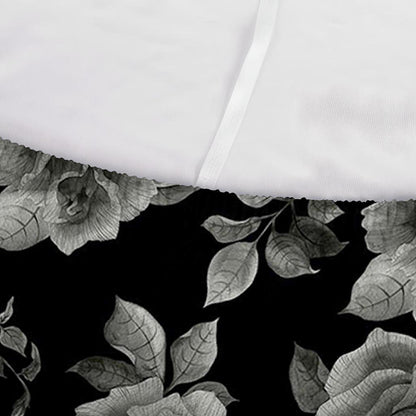 Monochrome Rose Floral Pattern Print Sofa Cover