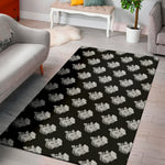 Monochrome Rose Pattern Print Area Rug