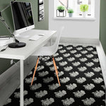 Monochrome Rose Pattern Print Area Rug