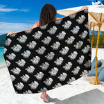 Monochrome Rose Pattern Print Beach Sarong Wrap