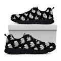 Monochrome Rose Pattern Print Black Running Shoes