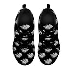 Monochrome Rose Pattern Print Black Sneakers