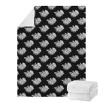 Monochrome Rose Pattern Print Blanket