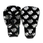 Monochrome Rose Pattern Print Boxing Gloves