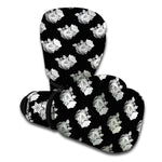 Monochrome Rose Pattern Print Boxing Gloves